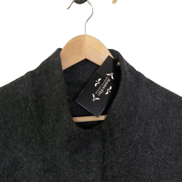 NWT Nanette Lepore 2XL 100% Wool Gray Embroidered Unlined Knee Length Coat - Picture 4 of 16